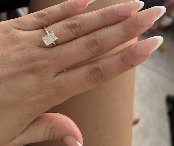 Elegant natural French almond nails